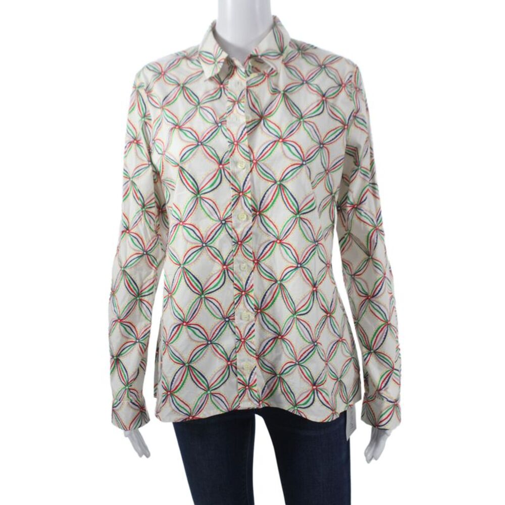 Cacharel Women Basic Button-Up Multicolor Collared Long Sleeve Size 42
